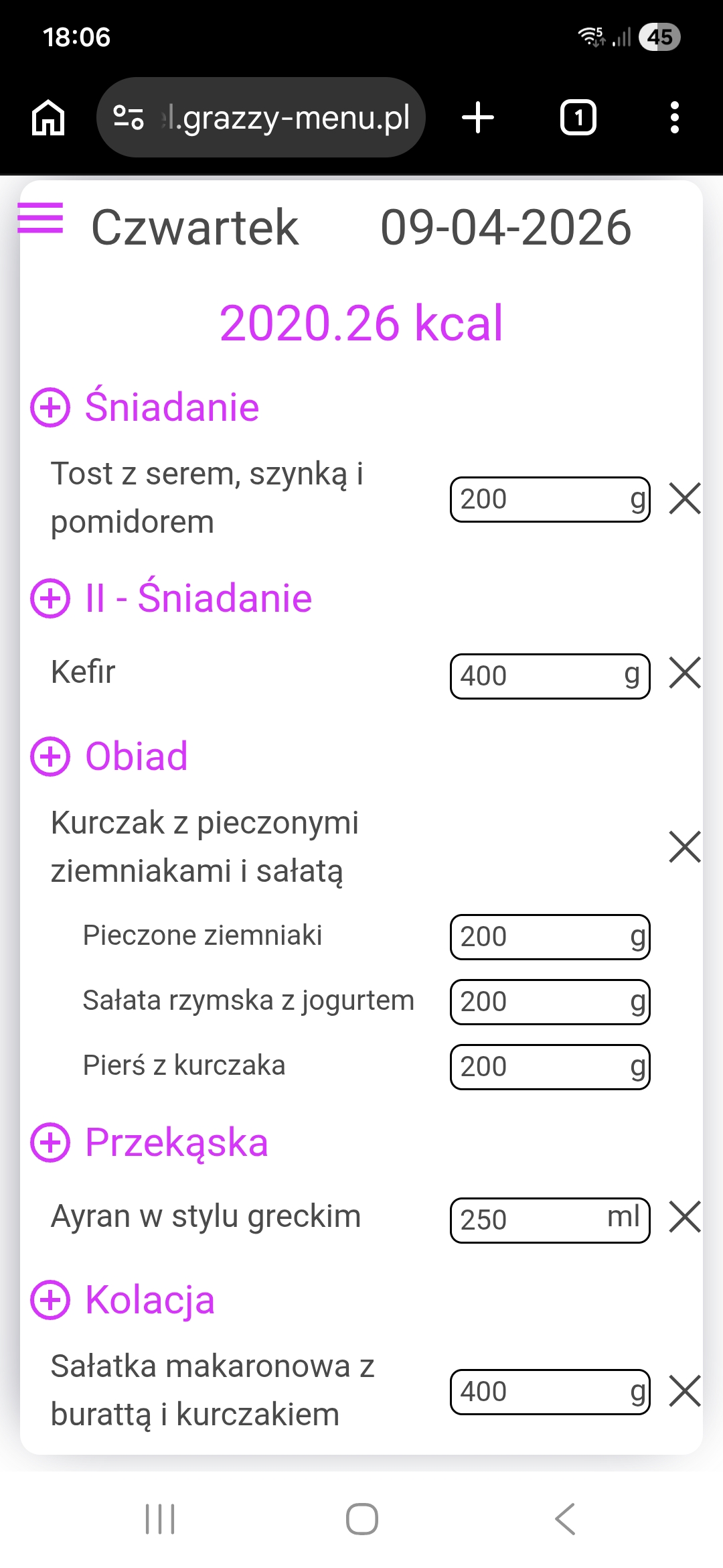 Układanie jadłospisu