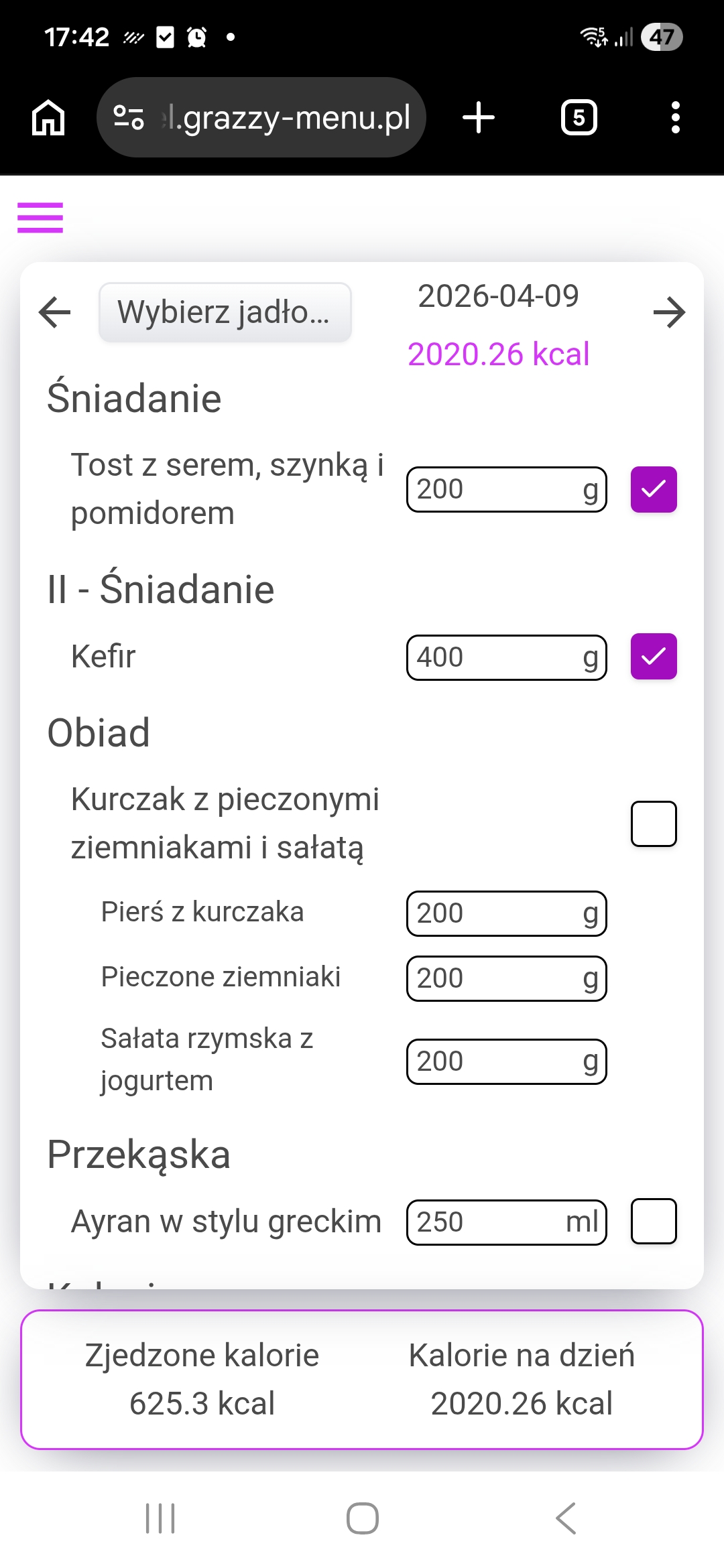 Kontrolowanie jadłospisu