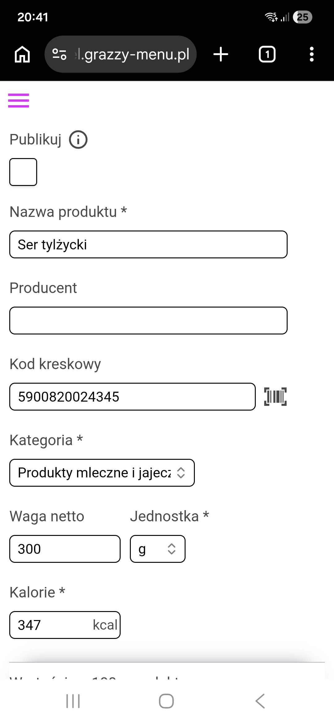 Dodawanie produktów